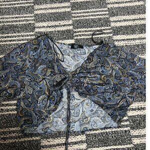 FORVER 21 WOMEN'S 3X BLUE PAISELY CINCHED CROPPED TOP